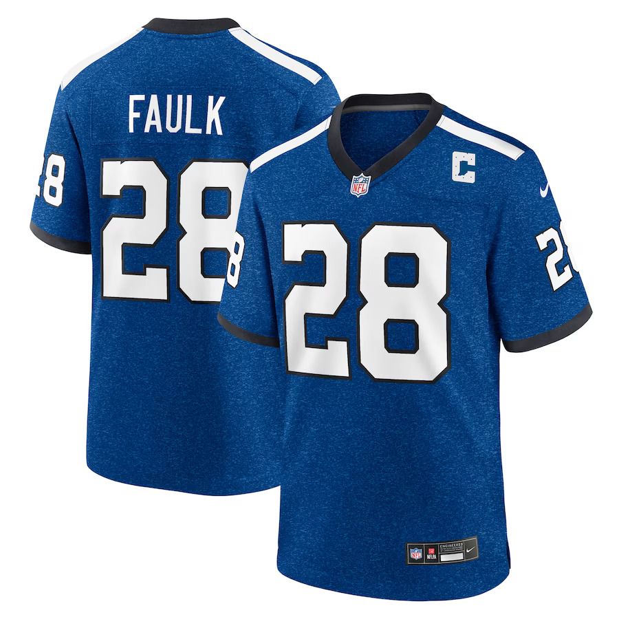 Men Indianapolis Colts #28 Marshall Faulk Nike Royal Indiana Nights Alternate Game NFL Jersey->indianapolis colts->NFL Jersey